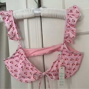 Frankie's Bikinis Pink Floral Swim Top